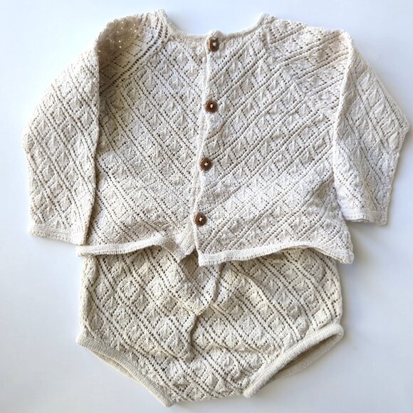 Zara Baby 2pc Crochet Knit Set - Cardigan & Bloomer Shorts - Size 3-6 Months - Picture 1 of 9